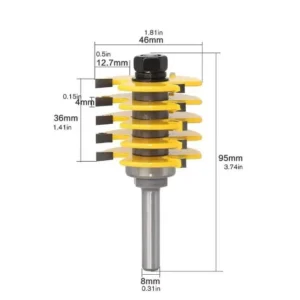 1pc 8mm Shank 12mm Shank 2 Teeth Adjustable Finger Joint Router Bit Tenon Cutter Industrial Grade for Wood Tool