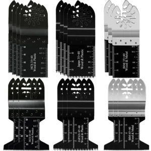 20 Pack MIX Oscillating Multi Tools Saw Blade Set for Wood Plastic Metal with Plastic Box