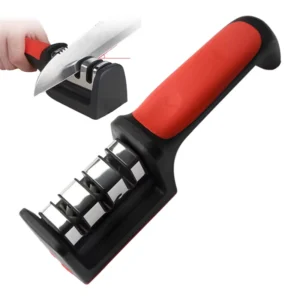 3 Stage Portable Knife Sharpener Sharpening Tool Anti slip Easy to Repair Restore and Polish Blades