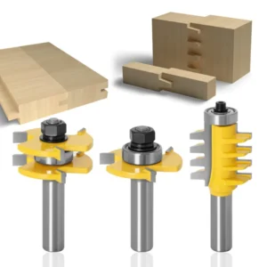 3 piece Mortise and Tenon Combination Cutter Three Tooth T joint Cutter