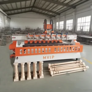3D Rotary CNC Milling Machine 4axis 8heads Wood Legs Carving Machine Rotary Multi Heads CNC Router