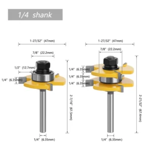 3Pcs Hinge Boring Wood Forstner Drill Bit Set 1/4 Shank Three Tooth T shaped Tenon Joint Carbide Furniture OEM
