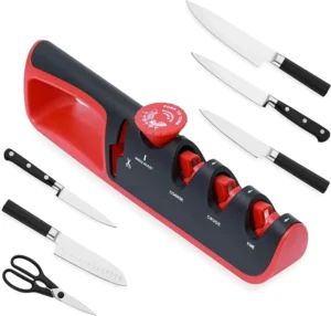 4 In1 Multifunctional Professional Kitchen Knife Sharpener with Eco Friendly Stone Grinder Tool for Home and Kitchen