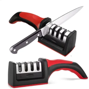 4 in 1 Manual Knife Sharpening 4 Stages Multi Task Tungsten Steel Knife Ceramic Knife Sharpener with Handle