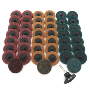 46PCS 2 Inch Sanding Disc Set Roll Lock Quick Change Surface Conditioning Disc with 1/4 Inch Shank Holder for Surface Finishing