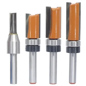 4PCS Top Bearing Router Bit Set Flush Trim Router Bit Cnc Tools Wood Bit Router Milling Cutting for Flush Trimming