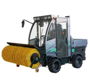 4×4 All Terrain Ride on Street Sweeper Machine Multifunctional Closed Cabin Road Cleaning Vehicle Snow Broom Sweeper Truck