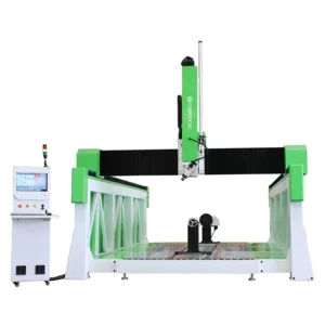 5 Axis Large 3D Wood CNC Router Machine With Rotary and 180 Degree Rotate Spindle
