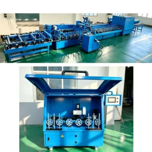5 in 1 Full Automatic PUR Hot Melt Profile Wrapping Production Line with Moulder Feeder Cutter PLC Control for Door Frame