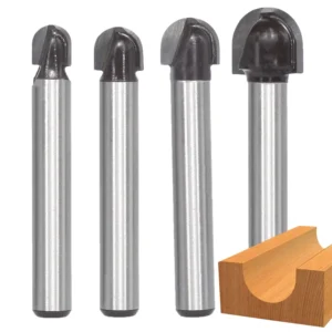 5PCS 1 4 Inch Shank Woodworking Milling Cutter Carbide Double Blade Round Nose Router Bits for Wood Engraving Carving Tools