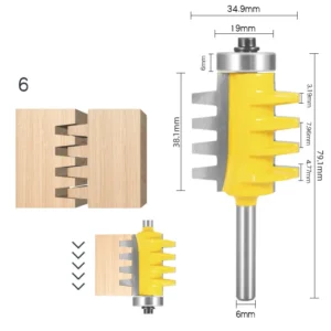 6mm Shank Rail and Stile Finger Joint Glue Router Bit Cone Tenon Woodworking Milling Cutter Wood Tenon Cutter