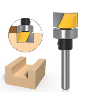 6mm and 1/4″ Round Shank Bottom Cleaning Tool 2 Fluent Single Bearing Flush Trim Pattern Router Bits Woodworking Flat End Mill