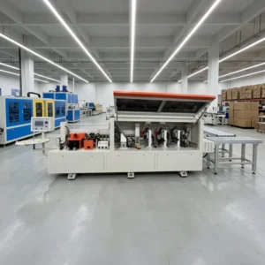 7 Function Compact High Accuracy Fully Automatic High Productivity Edge Banding Machine 12.5kW 380V Motor PLC Gluing Pre milling
