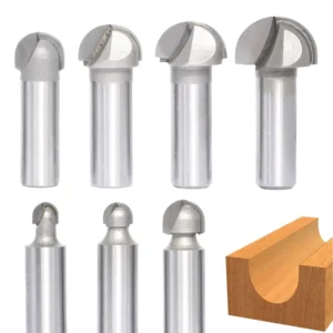 7PCS 1 2″ Shank Round Nose Router Bit With Bottom Bearing Bowl Tray Milling Cutter Double Flute Cove Box for Wood Woodworking