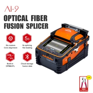 AI 9 6 Motors Core Alignment Fiber Fusion Splicer 5s Fast Splicing with OPM VFL 7800mAh Battery for Trunk Line Construction