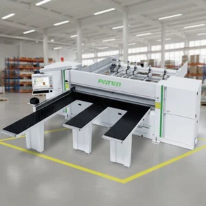 Automatic CNC Cut off Saw High Precision Wood Panel Cutting Machine with 15KW Motor for Furniture Door Cabinet Processing