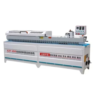 Automatic Oblique Straight Edge Banding Machine for MDF Production Woodworking Construction Featuring Cleaning Motor Bearing PLC