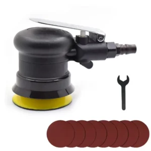 Automotive 3″ Pneumatic Sander with Hook Loop Attachment Dual Purpose Air Tool for Body Repair and Part Refinishing Variable Speed