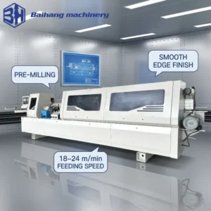 BH-388Y Edge Banding Machine for Panel Furniture Factory with Pre-Milling Fine Trimming Scraping Buffing Finish