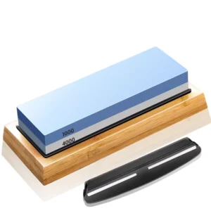 Bamboo Base Kitchen Knife Sharpening System Whetstone 2 Sided Grit 400 1000 Sharpener Dual Graded Knife Sharpening