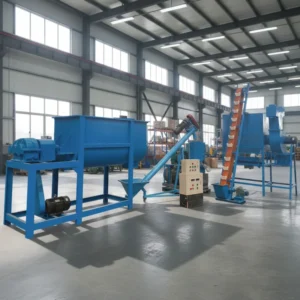 Biomass Pellet Production Line 55KW Motor High Efficiency Automatic Wood Sawdust Rice Husk Processing