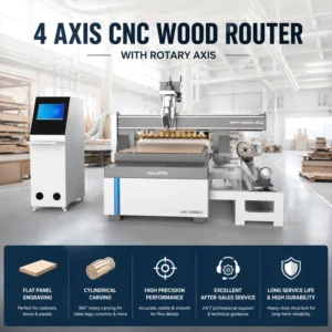 CNC 1325 4 Axis Cnc Router with Side Rotary 3D 4D Wood Foam Sculpture Carving Machine for Making Roman Columns Cabinet