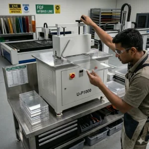 CNC Acrylic PMMA Plexiglass Trimming Chamfering Beveling Machine with Motor 220V 2.5W 3 Year Warranty