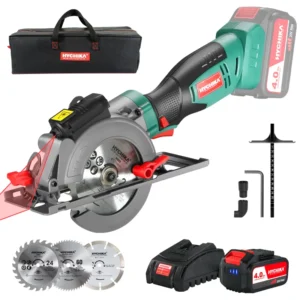 Circular Saw HYCHIKA 3500RPM Mini Circular Saw Machine with 4.0Ah Battery Saw Blade Cut Machine