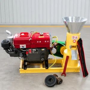 Diesel Wood Pellet Mill 15HP 22HP 32HP Portable Flat Die Biomass Pelletizer for Farms Sawdust Rice Husk Off Grid Fuel Pellet Use