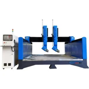 Dual Head 4 Axis Swing CNC Engraving Machine with 180° Rotating Spindles