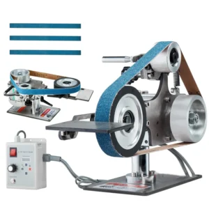 Electric Silver Belt Grinder Sander DC Powered Metalworking Knife Making 30×1-Inch Variable Speed Fine Grit Polisher 550W High