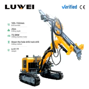 Full Hydraulic Diesel Powered Crawler DTH Drilling Rig with Engine Air Compressor for Open Pit Mining Borehole Rock Drilling