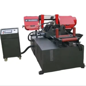 GKX400 Full Automatic CNC Horizontal Miter Band Saw 60° Rotatable Head High Precision Servo Feed Metal Angle Cutting Saw