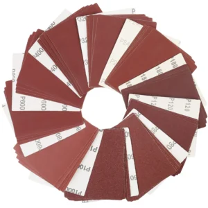 General Sandpaper 4.5×5.5 Inch Square Red Aluminum Oxide Abrasive Paper 60 1000 Grits Sanding Sheets for Sander Polishing Wood