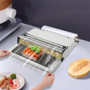 HW-450 Model Manual Hand Cling Film Wrapping Machine with PLC Core for Food Fruit Rice Sushi Meat Packaging