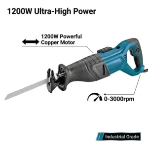 Heavy Duty 1200W Reciprocating Saw 30mm Stroke Power Tool for Wood & Metal