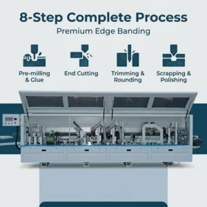 Heavy Duty Fully Automatic Pre Milling Edge Banding Machine for Furniture PVC Acrylic Plywood Side Boring Edgebander