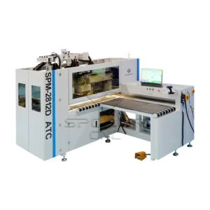 High Efficiency 6 Side CNC Boring Machine with Double Drill Package with ATC and Syntec System ATC Tool Magazine