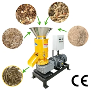 High Efficiency CE Certified 200-300kg/h Manganese Steel Die Biomass Wood Pellet Mill Machine Motor For Sawdust Fuel Energy