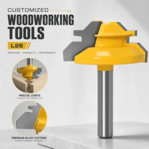 High Smooth Cutting L26 Lock Miter Router Bit Multi Shank Sizes For Furniture Frame Angle Connection Works