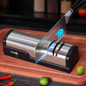 Home Electric Kitchen Knife Sharpener Stainless Steel Blade Rechargeable Stainless Steel Housing Multi-functional