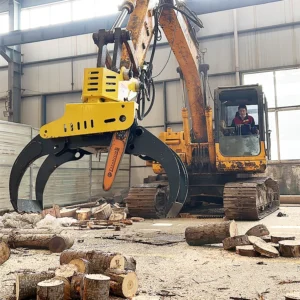 Hydraulic Rotating Wood Log Grapple Saw for Cutting on 6-9ton Excavator Hydraulic Wood Cutter With Grapple