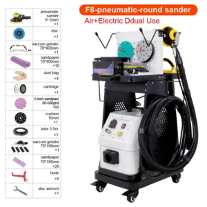 Industrial Grade Pneumatic Dustless Sanding Machine with Variable Speed Hook & Loop Attachment Dust Extractor Paint Aspirator