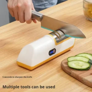 Kitchen Electric Knife Sharpener Eco Friendly Stainless Steel Multifunctional Automatic Professional 3 Gears Fine Rough Grinding