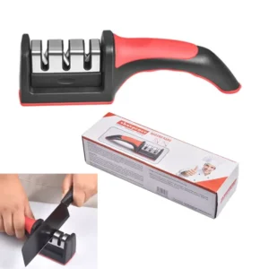 Kitchen Honing Steel Knife Scissors Universal Multi-task 3 Stage Sharpener Quick with Non-slip Base Handheld