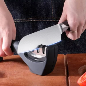 Kitchen Supplies Reusable Multi function Stainless Steel 3 Stage Knife Sharpener with Non Slip Handle