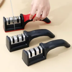 Knife Sharpener Handheld Multi function 3 Stages Type Quick Sharpening Tool With Non slip Base Kitchen Knives Accessories Gadget