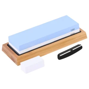 Knife Sharpeners Tool Kit Wet Stone Sharpeners Dual Sided 1000 6000 Grit Whetstone With Nonslip Bamboo Base Angle Guide