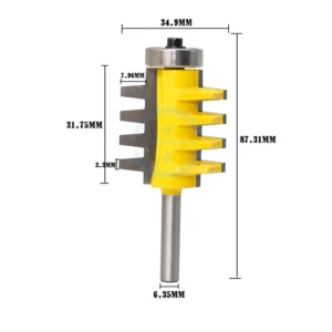 L-N069-3 8mm 1/2 Inch 1/4inch Shank Rail and Stile Finger Joint Glue Router Bit Cone Tenon Woodwork Cutter Power Tools