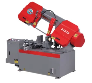 Metal Band Saw Machine 45 Degree Angle Cutting Semi Automatic Oblique Manual Hydraulic Vice Clamp 280mm Capacity 2.2kw Motor